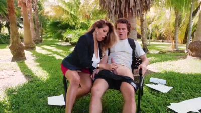 Professor Alessandra Miller motoarboats her student & fucks outdoors